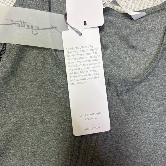 2/$20 X by Gottex NWT Womens Medium Grey Quarter Zip Bodysuit Snap Comfy Spring - Picture 2 of 6